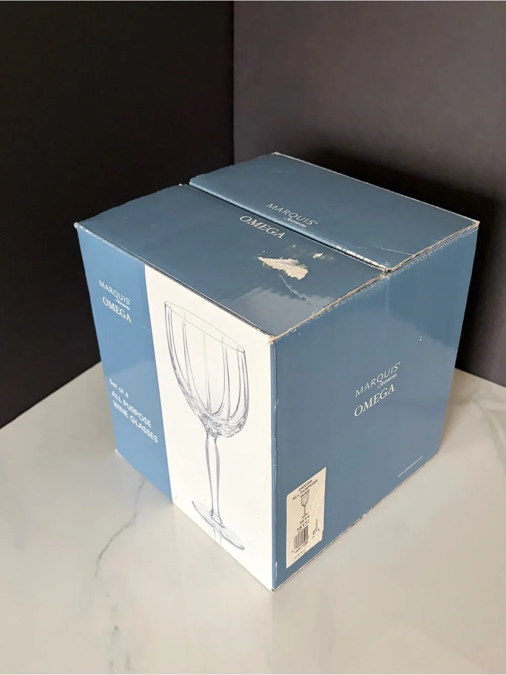 SET of 4 Omega All Purpose Wine Goblets - Marquis Waterford Crystal
